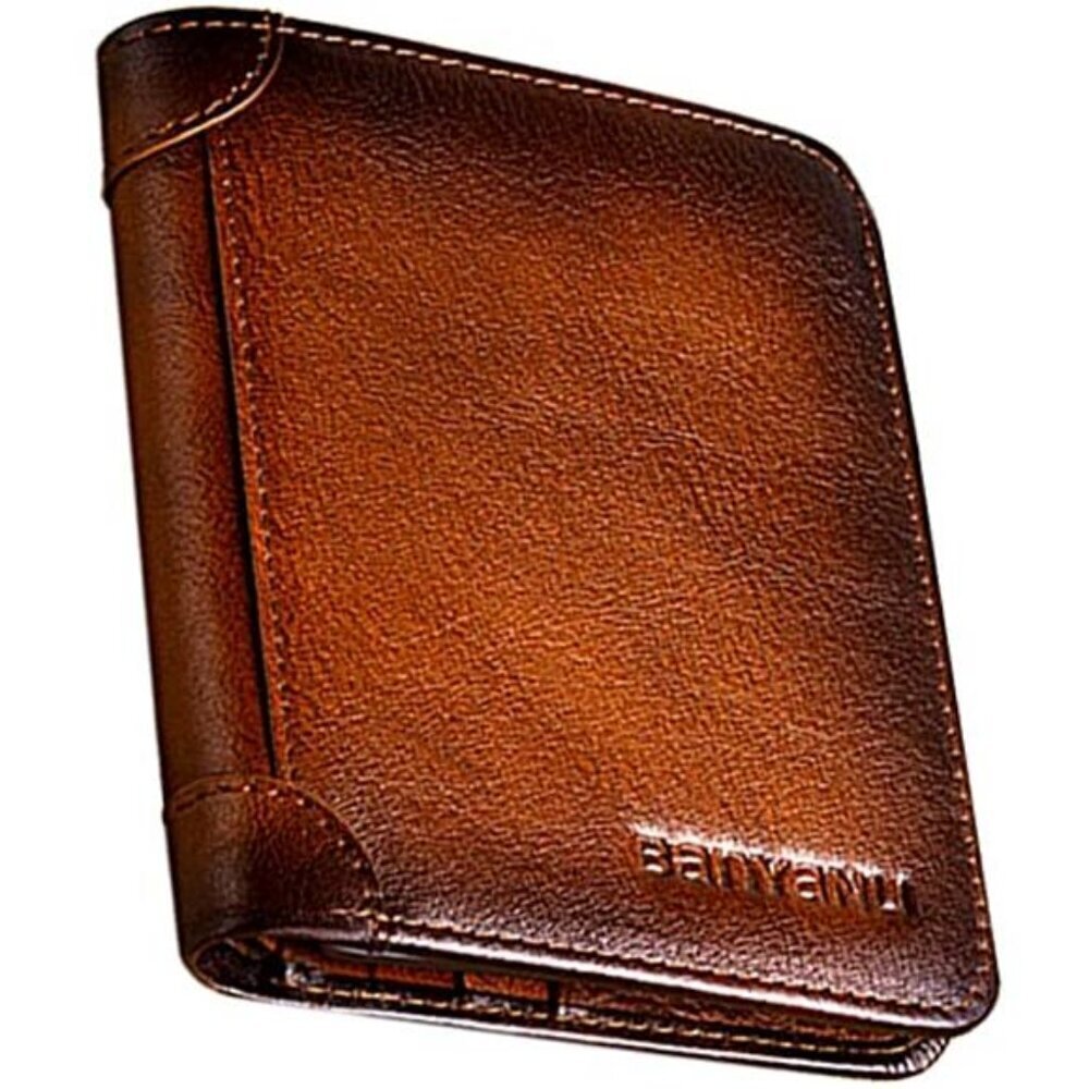Genuine Leather Trifold Wallet for Men RFID